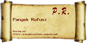 Panyek Rufusz névjegykártya